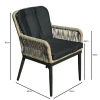 ALLEY Armchair Alu Anthracite/Wicker Natural/Cushions Anthracite