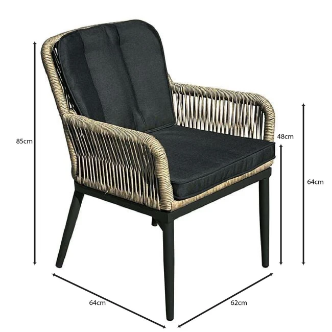 ALLEY Armchair Alu Anthracite/Wicker Natural/Cushions Anthracite
