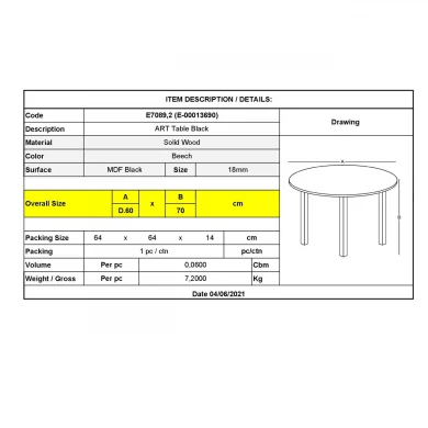 ART Table D.60cm Black
