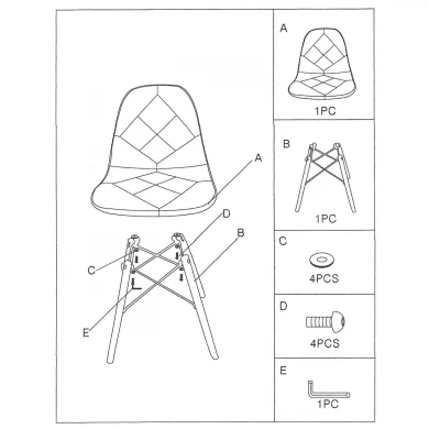 ART Wood Chair PP, Patchwork Fabric B&W