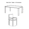 ASTOR Set (6 Chairs/Cushion Beige+Table 150x90) Steel Anthracite