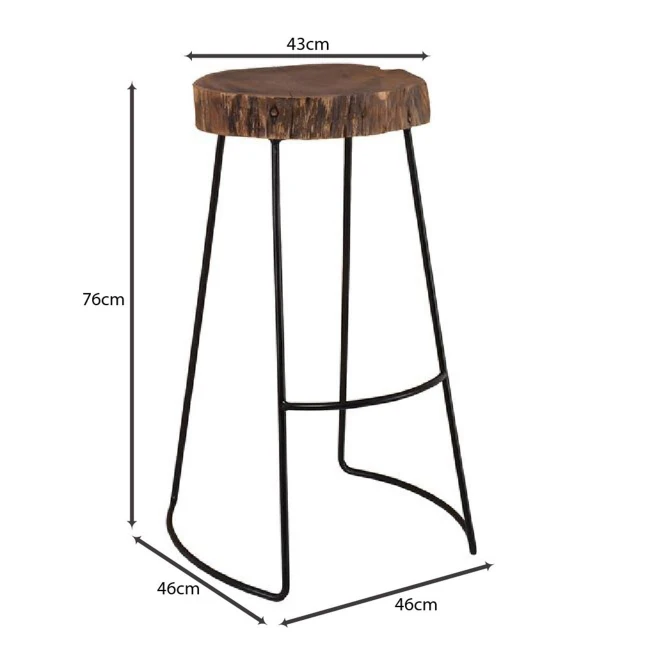 ATRIUM Bar Stool Acacia Natural Finish (Black Paint)
