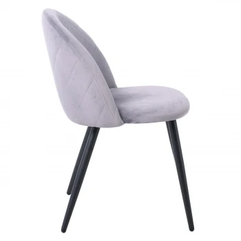 Bella chair with metallic legs in black color and fabric in velure grey color 50x57x81cm.