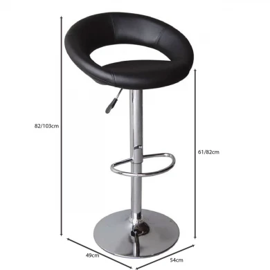 Belt bar stool with metallic frame and Pu coating in black color 54x49x82/103cm.