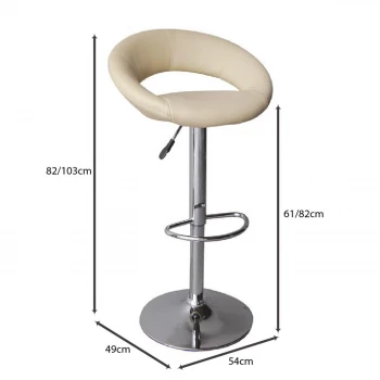 Belt bar stool with metallic frame and Pu coating in ecru color 54x49x82/103cm.