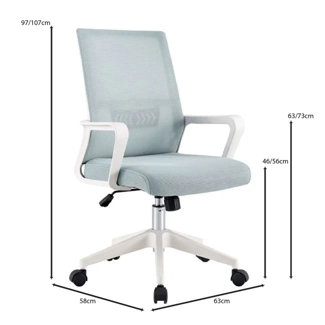 BF2965 Office Armchair White/Mesh Grey-Blue