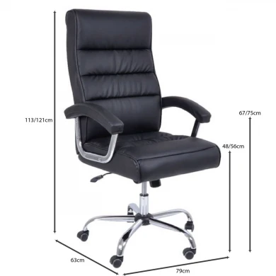 Manager armchair with Pu in black color 79x63x113/121cm.
