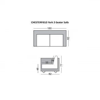 Καναπές CHESTERFIELD διθέσιος με ύφασμα σε χρώμα camel 150x82x77εκ.