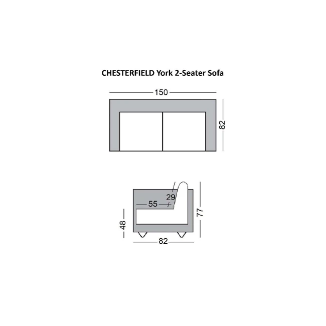 Καναπές CHESTERFIELD διθέσιος με ύφασμα σε χρώμα camel 150x82x77εκ.