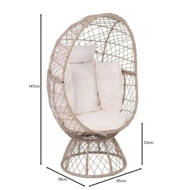 CROWN Egg Leisure Chair, Wicker Beige, Cushion White