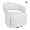 CUBA Revolving Armchair, Teddy White Fabric