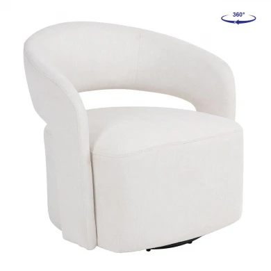 CUBA Revolving Armchair, Teddy White Fabric