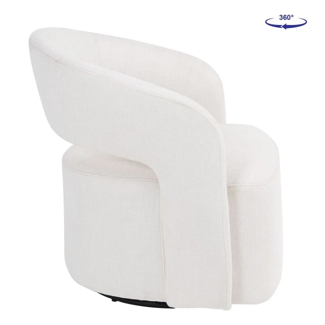 CUBA Revolving Armchair, Teddy White Fabric
