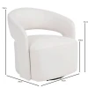 CUBA Revolving Armchair, Teddy White Fabric