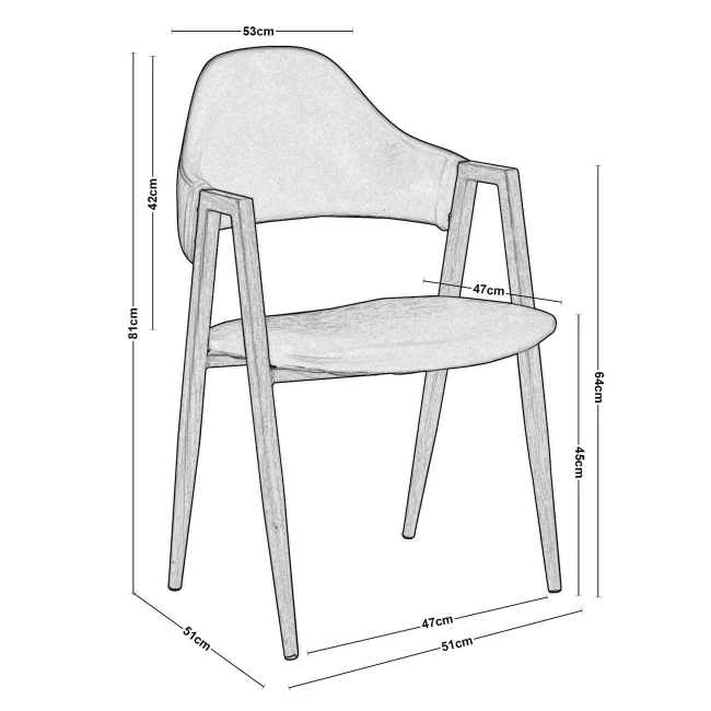 DELTA Natural Metal Armchair, Black Pu