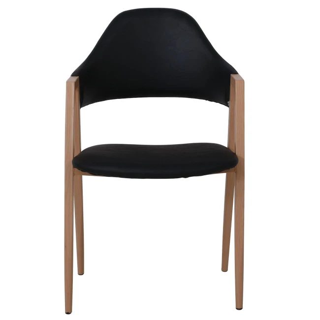 DELTA Natural Metal Armchair, Black Pu