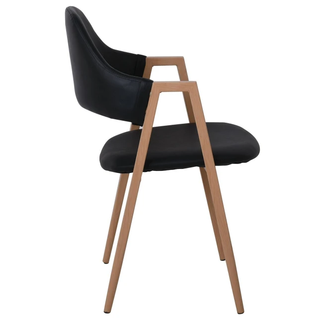 DELTA Natural Metal Armchair, Black Pu