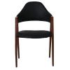 DELTA Walnut Metal Armchair, Black Pu