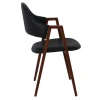 DELTA Walnut Metal Armchair, Black Pu