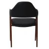 DELTA Walnut Metal Armchair, Black Pu