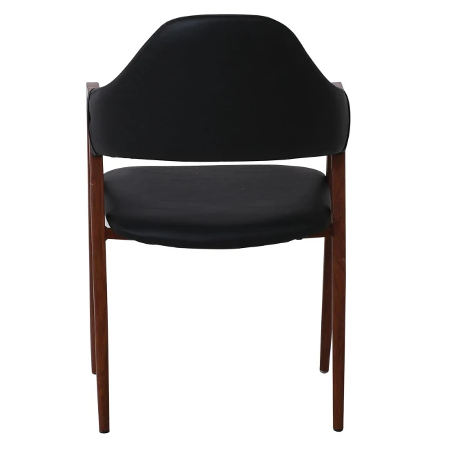 DELTA Walnut Metal Armchair, Black Pu