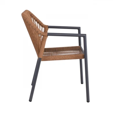DINA Armchair Alu Anthracite/Rope Wicker Natural