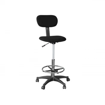Reception - cashier stool with footrest and fabric in black color 60x60x98/119cm.