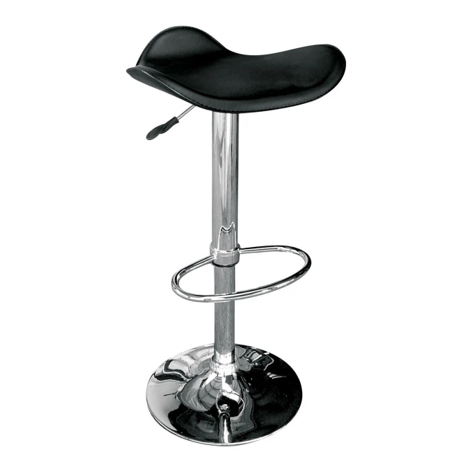 SADDLE Bar Stool Black Pvc/Chromed Base