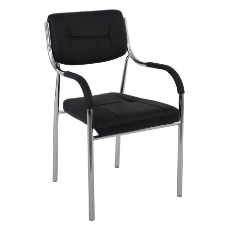 Alpha guest stackable armchair with Pu in black color 52x58x87cm.