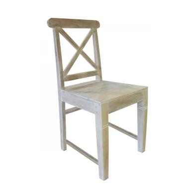 Maison Kika chair by solid wooden frame in antique white color 46x50x94cm.