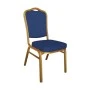 Hilton chair with golden metallic frame and fabric coating in blue color 44x55x93cm.