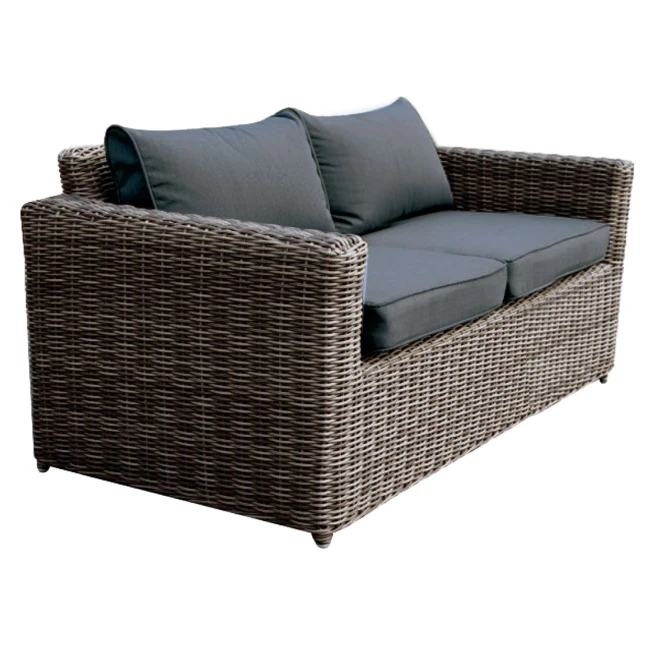 ARIZONA 2-Seater Grey/Brown Wicker (Cushions Anthracite)