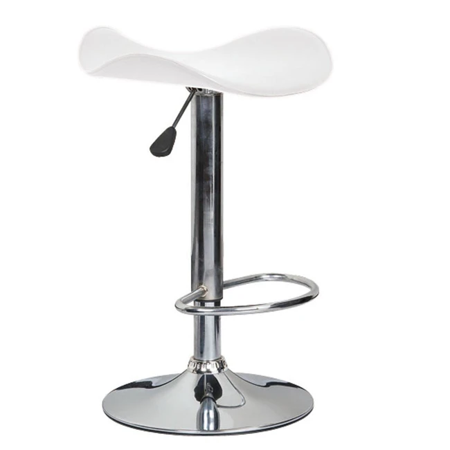 SADDLE Bar Stool White Pvc/Chromed Base