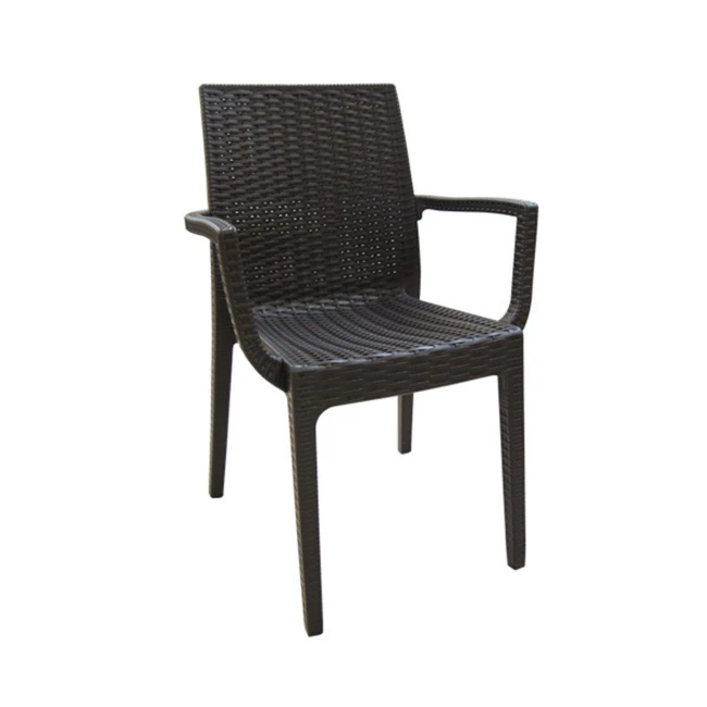 DAFNE Plastic Armchair Brown (Rattan Look)
