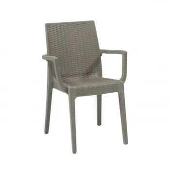 DAFNE Plastic Armchair Tortora Beige (Rattan Look)