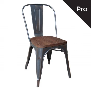 RELIX Wood Dark Oak Chair Steel Antique Black