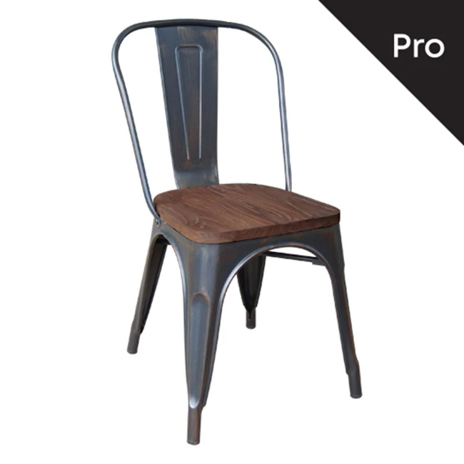 RELIX Wood Dark Oak Chair Steel Antique Black