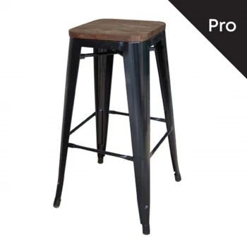 RELIX Wood Dark Oak Bar Stool Steel Black