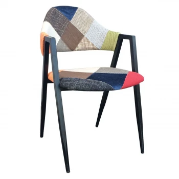 DELTA Armchair, Black Steel/Patchwork fabric
