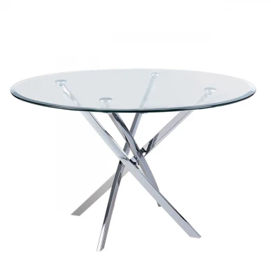 Posto table with chrome frame and glass surface 120x73cm.