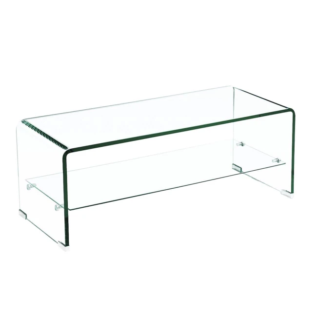 Τραπεζάκι σαλονιού Glasser Clear με ενισχυμένο γυαλί 100x50x43εκ.
