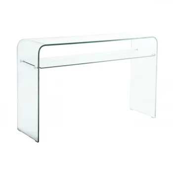 Κονσόλα με ράφι Glasser Clear από ενισχυμένο γυαλί 12mm σε χρώμα διαφανές 110x35εκ