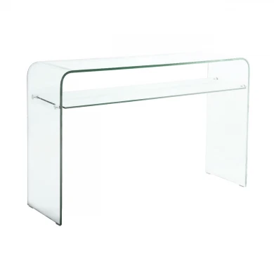 Κονσόλα με ράφι Glasser Clear από ενισχυμένο γυαλί 12mm σε χρώμα διαφανές 110x35εκ
