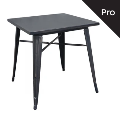 Relix table with metallic frame in antique black color 70x70x75cm.