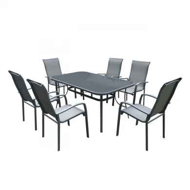 VERONA Set (Table 160x96+6 Armchairs) Steel Dark Grey/Textilene Grey