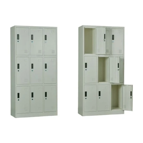 Φοριαμός Locker μεταλλικός 9 θέσεων χρώμα λευκό 90x40x185εκ.