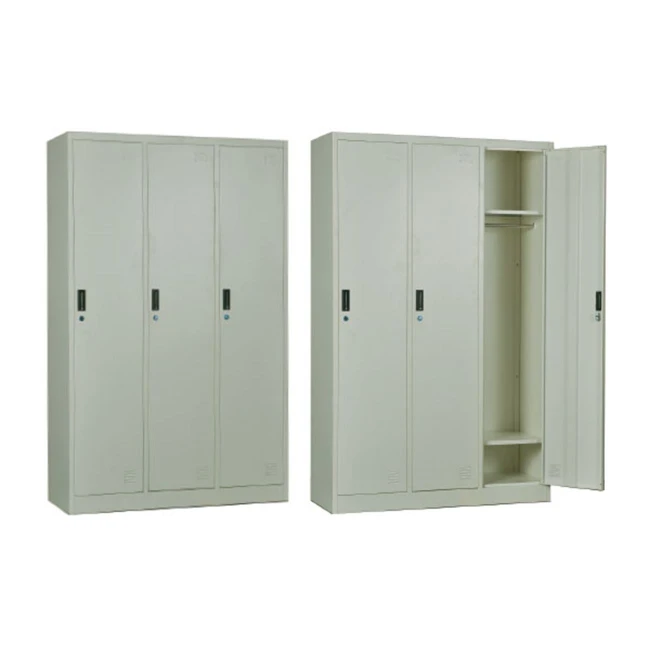 Ντουλάπα Locker 3 θέσεων με μεταλλικό σκελετό σε χρώμα λευκό 115x45x185εκ