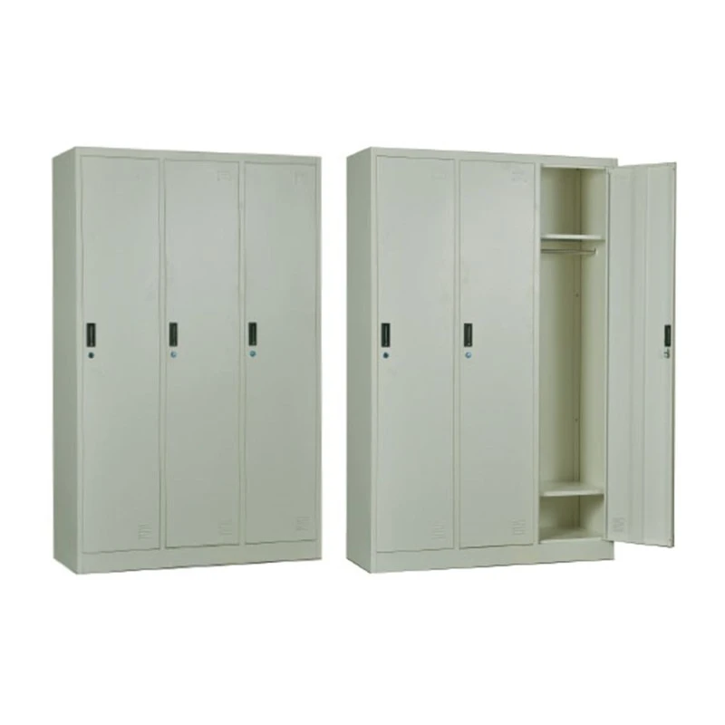 Ντουλάπα Locker 3 θέσεων με μεταλλικό σκελετό σε χρώμα λευκό 115x45x185εκ