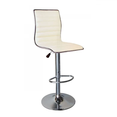 Alfi stool with metallic base and Pu coating in white color 41x50x94/115cm.