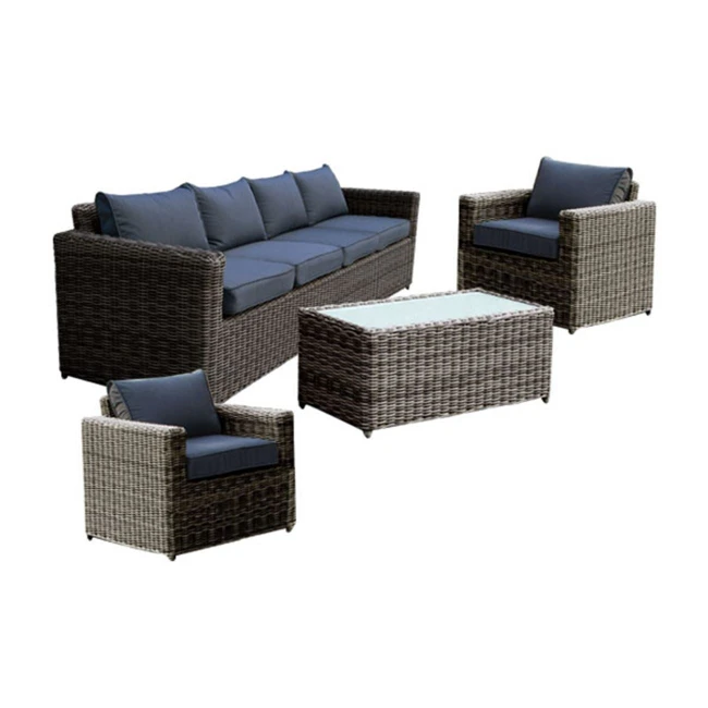 ARIZONA Set-4s Grey/Brown Wicker (Cushions Anthracite)